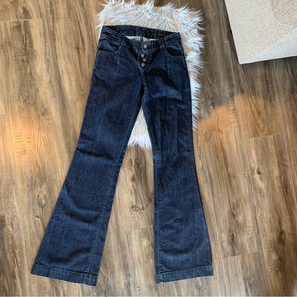 Citizens Of Humanity Blue Flare Wide Leg Jeans Womens Size 25 Pocketless Back